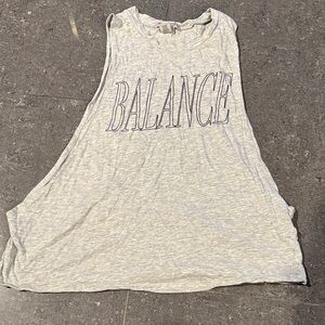Forever 21 Light Gray Muscle Tee with 'Balance' Print